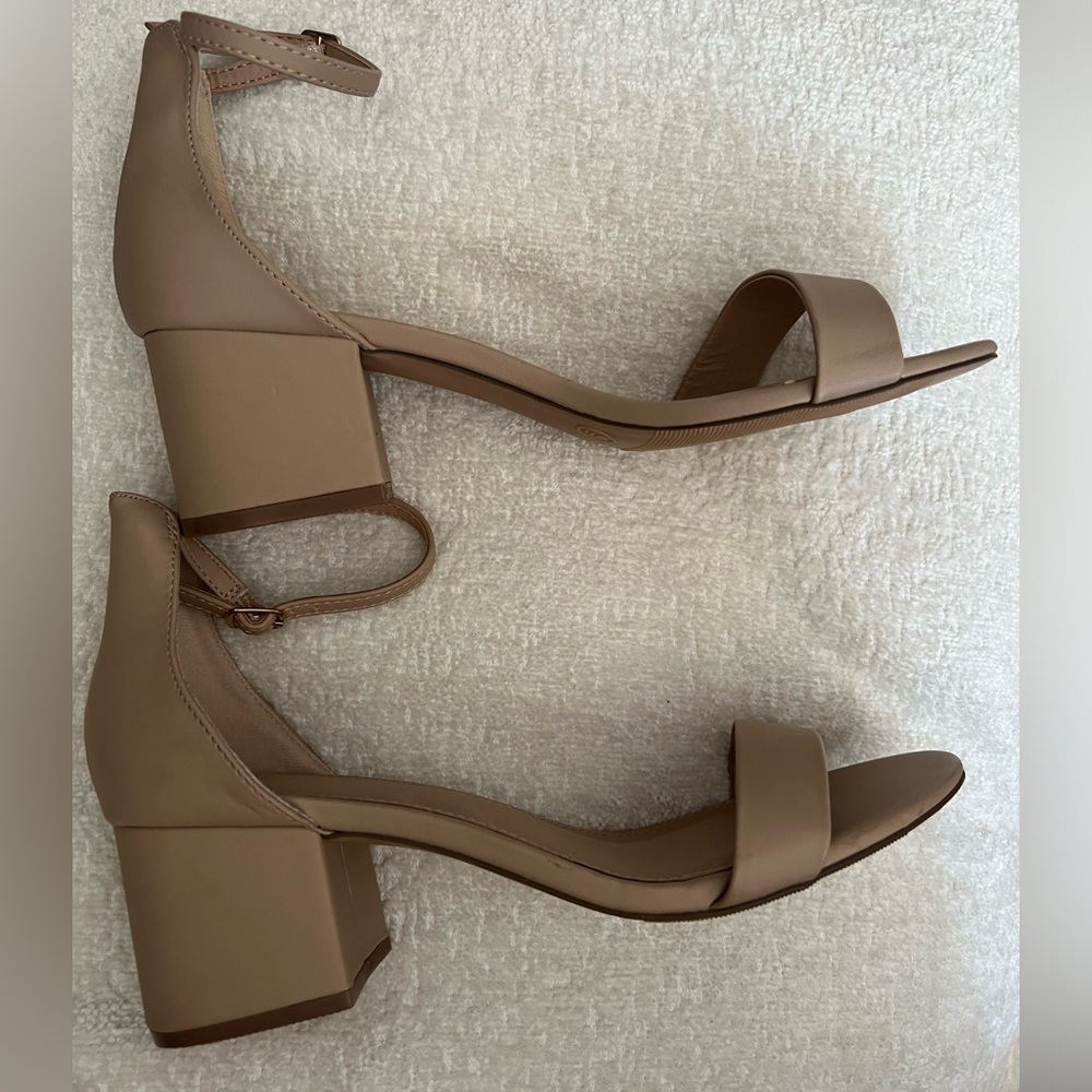 Madden Girl Taupe Block Heel Ankle Strap Sandals